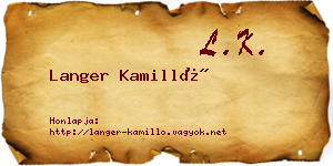 Langer Kamilló névjegykártya